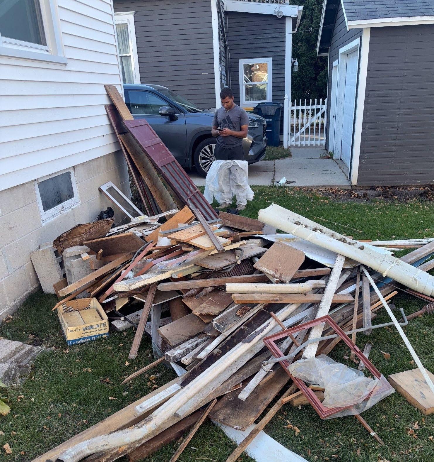Pile of scrap removed from attic